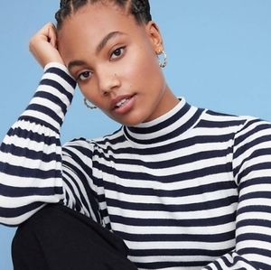 LOFT striped mock neck top